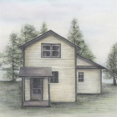 Hand Drawn Vintage DaVinci Sketch of A Small Sing House,by myDaVinci - myDaVinci